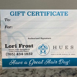 HUES GIFT CERTIFICATE