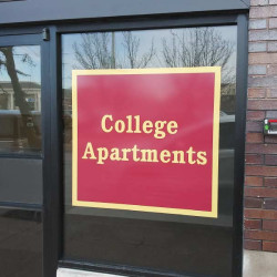 COLLEGE APARTMENTS WINDOW DECAL